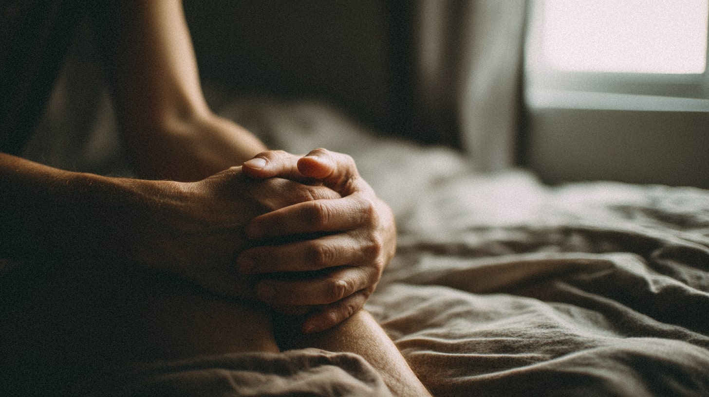 Personne à domicile ressentant des douleurs et une fatigue liées au lupus.